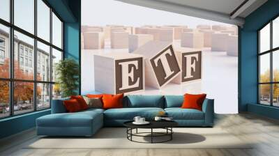 3D Illustration, ETF or exchange traded fund on blocks Wall mural