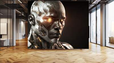 Side view of a humanoid head. representing futuristic technology and artificial intelligence. Wall mural