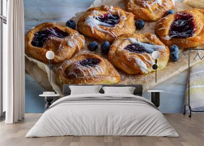 Blueberry Danish Snail Pastries Wall mural