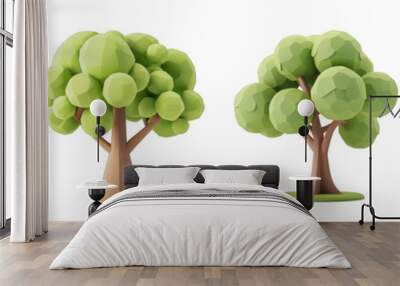 A 3D cartoon tree model ideal for nature-themed designs isolated on transparent background cutout png Wall mural