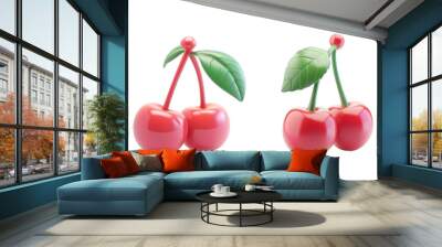 A cute and lively 3D cartoon cherry model, suitable for food promotion and children's education isolated on transparent background cutout png Wall mural