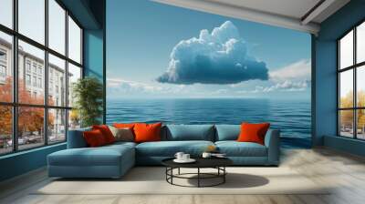 A vast natural seascape with a large cloud floating above the horizon Wall mural