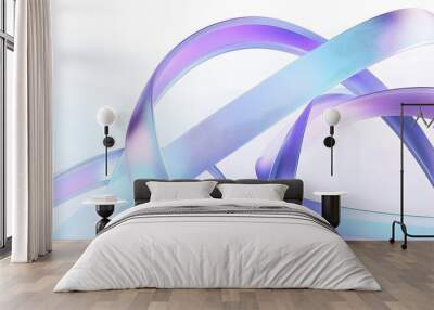 Abstract rounded lines on a light background, 3d render Wall mural