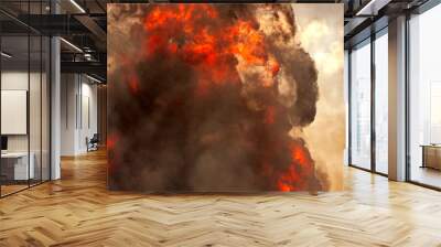 Large column of fire and smoke from munitions explosion Wall mural