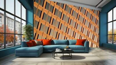 Modern office windows reflecting sunlight at sunset Wall mural