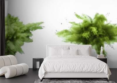 Explosion of green smoke isolated on transparent background cutout png Wall mural