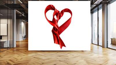 Heart with red Ribbon isolated on transparent background cutout png Wall mural