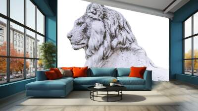 Portrait of a noble and regal male lion stone statue in a stately home garden in England, UK Wall mural