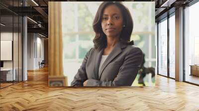 Portrait of the first female african american president of the united states of america usa flag in background in the oval office of the white house Wall mural