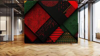 Bold Kwanzaa geometric pattern, rich colors, cultural African holiday design Wall mural