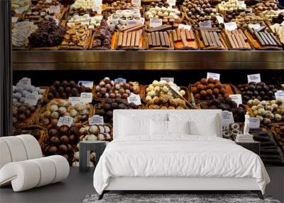 Selection of chocolate in a row Wall mural