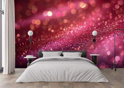 abstract pink background, pink glitter, shiny background with blurred bokeh, pink wallpaper Wall mural