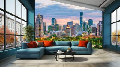 Bangkok city skyline from top view in Thailand Wall mural