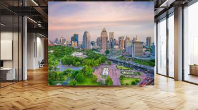 Bangkok city skyline with Lumpini park  from top view in Thailand Wall mural