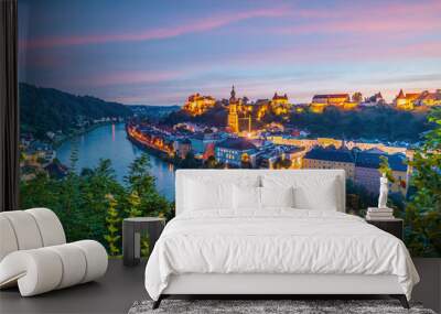 Burghausen downtown city skyline, cityscape of Germany Wall mural