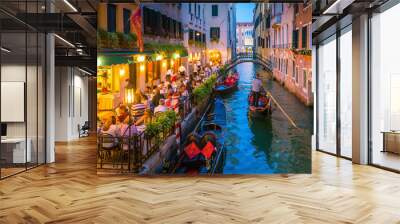 Canal in Venice Italy at night Wall mural