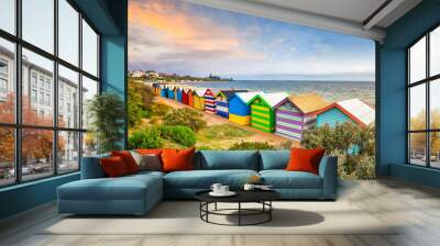 Colorful Beach House at Brighton Beach, Melbourne Wall mural