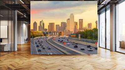 Dallas downtown skyline at twilight, Texas Wall mural