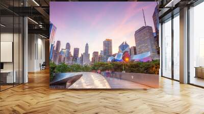 Downtown chicago skyline cityscape in USA Wall mural