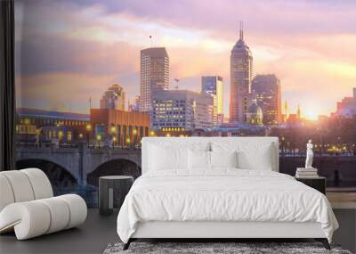 Downtown Indianapolis skyline at twilight Wall mural