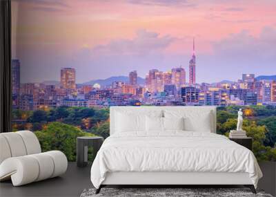 Fukuoka city skyline in Japan Wall mural