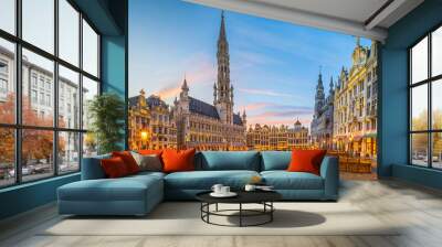 Grand Place in old town Brussels, Belgium city skyline Wall mural