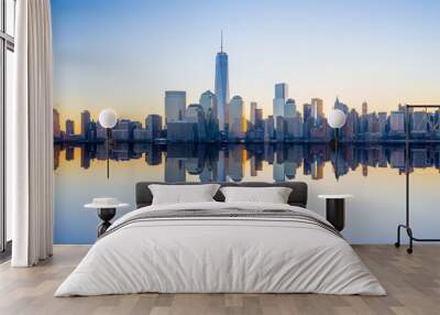 Manhattan Skyline with the One World Trade Center building at tw Wall mural