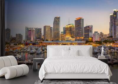 miami city skyline panorama at twilight Wall mural