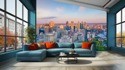 Montreal from top view at sunset in Canada Wall mural