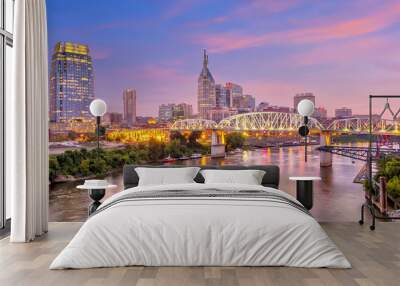 Nashville, Tennessee downtown skyline at twilight Wall mural