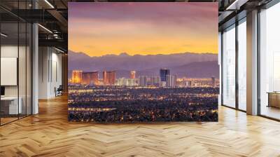 Panorama cityscape view of Las Vegas at sunset in Nevada Wall mural