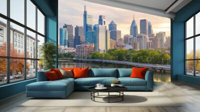 Philadelphia downtown city skyline, cityscape of  Pennsylvania Wall mural