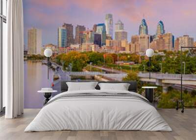 Philadelphia downtowncity  skyline, cityscape in Pennsylvania Wall mural