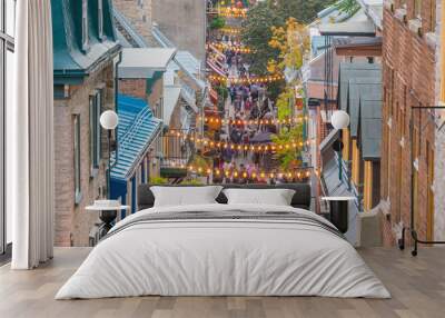 shopping street in old town Quebec City, Canada Wall mural