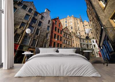 Street view of the historic old town, Edinburgh Wall mural