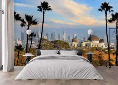 The Griffith Observatory and Los Angeles city skyline Wall mural