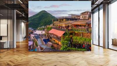 Top view of Jiufen Old Street in Taipei Wall mural