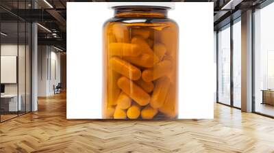 brown glass bottle for supplement product isolated on white back Wall mural