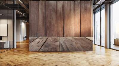 vintage plank wood wall and floor siding background Wall mural