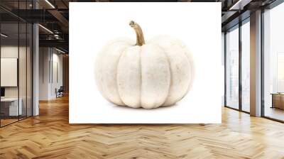 White pumpkin with stem isolated on white background ready for halloween fancy festival decoration Wall mural