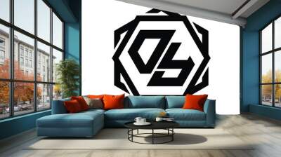 DY Logo monogram hexagon shape with geometric abstract outline design template Wall mural