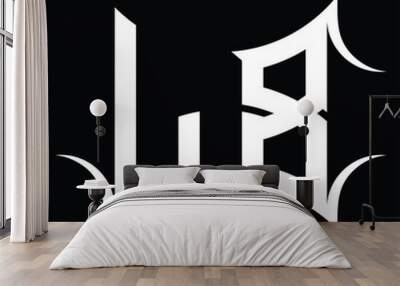 LB Logo monogram with abstract shape design template Wall mural