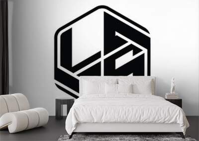 LS Logo monogram hexagon shape with ornament abstract isolated outline design template Wall mural