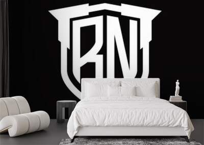 RN Logo monogram letter with shield shape design Wall mural