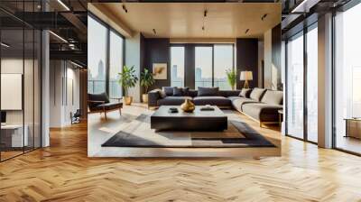 A beautiful photo of a modern luxury living room apartment minimalistic contemporary living Wall mural