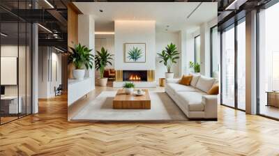 A beautiful photo of a modern luxury living room apartment minimalistic contemporary living Wall mural