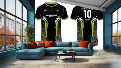 Camouflage Sports jersey t shirt design concept vector template, Football jersey concept with front and back view for Soccer, Cricket, Volleyball, Rugby, tennis, badminton and active wear uniform. Wall mural