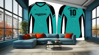 Long sleeve Racing t shirt, Sports jersey design concept vector template, abstract pattern Motocross jersey concept with front and back view , Cricket, football, Volleyball uniform designs Wall mural