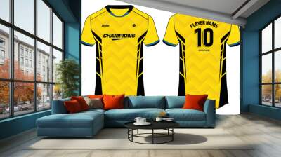 Sports jersey t-shirt design concept vector template, Football jersey concept with front and back view for Cricket, soccer, Volleyball, Rugby, tennis and badminton uniform Wall mural