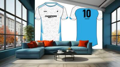 Sports jersey t shirt design concept vector template, geometric abstract printed Round neck football jersey concept with front and back view for Cricket, soccer, Volleyball and badminton uniform Wall mural